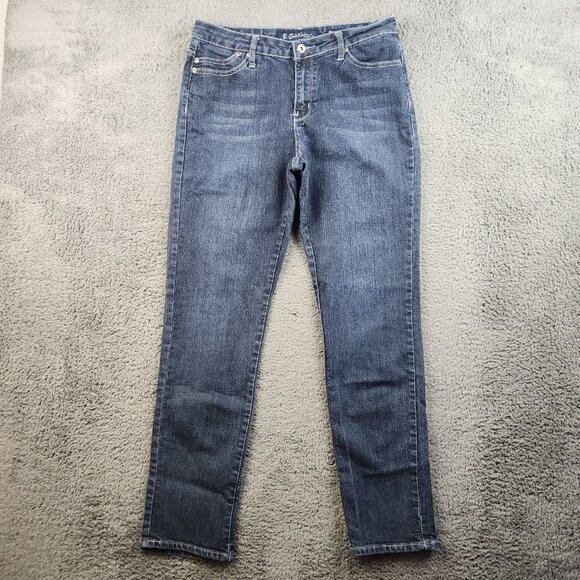 Salt Works Denim - Women's Slim Fit Mid Rise Straight Tapered Leg Blue Jeans Size 12 Stretch Ankle